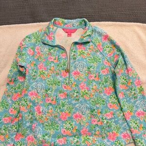 Lilly Pulitzer Pink and Blue Polo Long Sleeve Hoodie